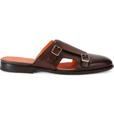 Santoni Leather Monk Slippers brown