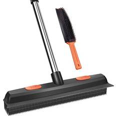 Black Dusters Conliwell rubber broom carpet rake for pet hair fur remover broom with squeegee
