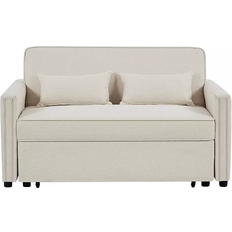 Simplie Fun Loveseat with Pull-Out Beige Sofa 137.2cm 2 Seater