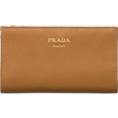 Prada Brown Stamped-logo Large Leather Wallet 1