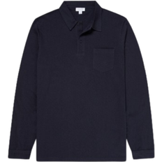 Sunspel Riviera Long Sleeve Polo Shirt - Navy