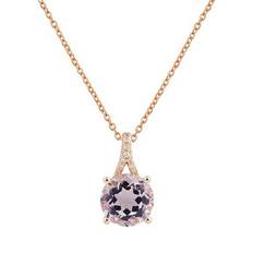 Rose Gold Necklaces Macy's Pink Amethyst 2-1/2 ct. t.w. and Diamond Accent 18" Pendant Necklace in 14k Rose Gold Amethyst 18" Long