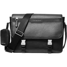 Michael Kors Hudson Pebbled Leather Messenger Bag with Pouch - Black