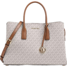 Michael Kors Ruthie Large Signature Logo Satchel - Vanilla/Acorn