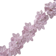 Qiu Flower Polyester Pearl Lace Edge Trim Ribbon