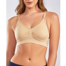 iCollection Women's Seamless Halter Sports Bra Nude XLarge