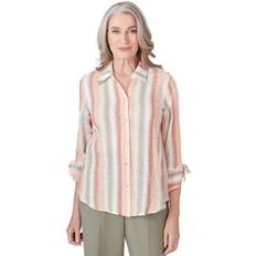 Alfred Dunner Women's Tuscan Stripe Texture Top, Multicolor