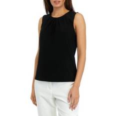 Kasper Women's Pleat-Neck Sleeveless Top Black