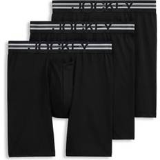 Jockey Men's Stability Pouch Stretch 9" Long Leg Boxer Brief Pack Black