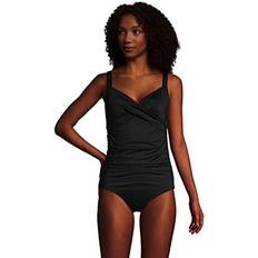 Lands' End Women Clothing Lands' End Womens Chlorine Resistant Underwire Wrap Tankini Top Black Petite