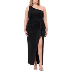 Xscape Plus One Shoulder Scuba Gown Black