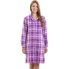 Polyester Nightgowns Camille Checkered Button Front Nightshirt Lilac 12-14