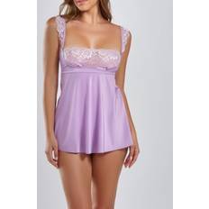 Lingerie Sets iCollection Women's Lillian Soft Cup Lace, Mesh, & Micro Bdoll, Lilac