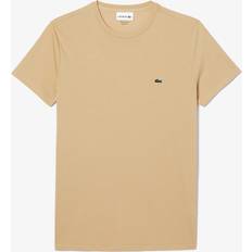 Lacoste Beige T-shirts Lacoste Men's V-Neck Pima Cotton Tee Shirt Ixq Croissant