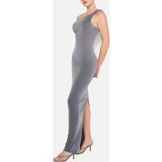 Good American Women's Sandwashed Jersey Twist Shoulder Maxi Dress Carbon Grey