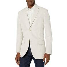 Perry Ellis mens Linen-blend Suit Jacket Blazer, Natural Linen Herringbone