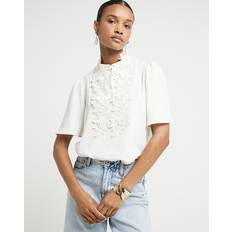 Beige - Women Blouses River Island Womens Cream Flower Detail Blouse