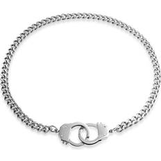 Bling Jewelry Rock Large Handcuff Necklace - Silver