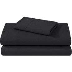 Bare Home Washed Bed Sheet Black (243.8x167.6cm)