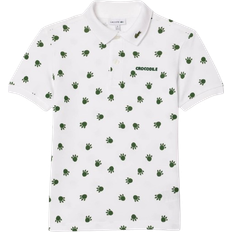 Lacoste Boy's Printed Cotton Piqué Polo Shirt - White/Green