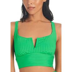 Sanctuary Women's Refresh Ribbed V-Wire Racerback Tankini Top Green Flare