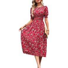 Shein Clasi Floral Print Puff Sleeve Dress