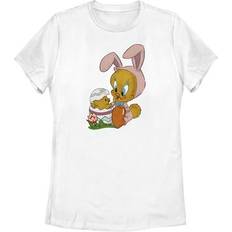 Mad Engine Women's White Looney Tunes Easter Bunny Tweety Graphic T-Shirt