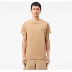 Lacoste Beige T-shirts Lacoste Monochrome Cotton Pima Jersey Crew Neck T-shirt Beige