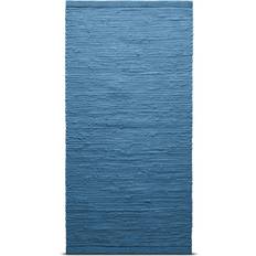 Rug Solid Cotton Blue 75x300cm