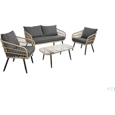 Homebase Keiko Outdoor Lounge Set, 1 Table incl. 2 Chairs & 1 Sofas