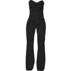 PrettyLittleThing Ruch Pointed Corset Bandeau Jumpsuit - Black