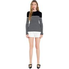 English Factory Women's Stripe Long Sleeve Knit Top, White