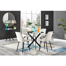 Furniturebox Tierra Clear/Black Dining Set 100cm 5pcs