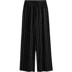 H&M Women's Wide Pull On Trousers - Black/Striped