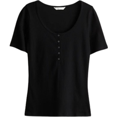 H&M Ladies Ribbed Henley Top - Black