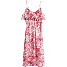 H&M Cold Shoulder Flounce Dress - White/Pink Floral