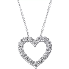 Macy's Heart Pendant Necklace - White Gold/Diamonds