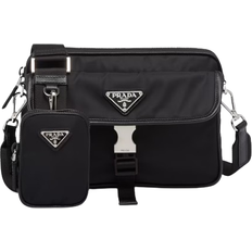 Prada Re Nylon and Saffiano Leather Shoulder Bag - Black
