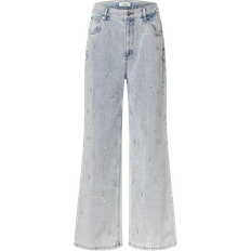 Sandro Rhinestone Embellished Flared Leg Jeans - Light Blue