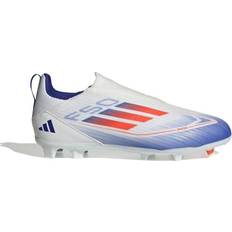 Football Shoes Children's Shoes Adidas Junior F50 League Laceless FG/MG - Cloud White/Solar Red/Lucid Blue