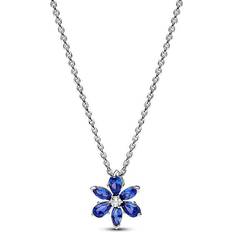 Pandora Herbarium Cluster Pendant Necklace - Silver/Blue