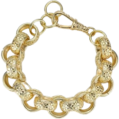 Gold Plated - Men Bracelets Bling King Ornate Belcher Bracelet with Albert Clasp 20mm - Gold