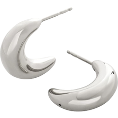 Monica Vinader Crescent Moon Medium Hoop Earrings - Silver