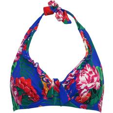 Bikinis Pour Moi Antigua Frill Halter Underwired Bikini Top - Blue Floral