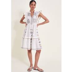 White Dresses Monsoon Ula Embroidered Dress, Ivory