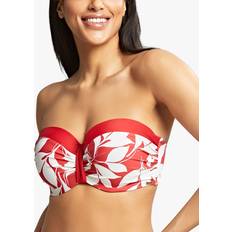 Red Bikini Tops Panache Oasis Moulded Bandeau Bikini Top, Botanical Red