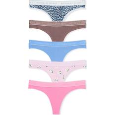 Victoria's Secret Logo Cotton Thong Panties 5-pack - Multicolour