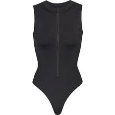 3XL Swimsuits SKIMS Zip Front Sleeveless One Piece - Onyx