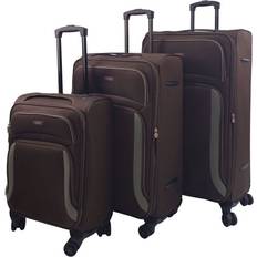 4 Wheels Suitcase Sets Infinity Leather Travel Suitcases - Set of 3