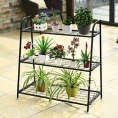 Costway 3-tier Metal Plant Stand Shelf Multifunctional Flower Rack Display Pot Holder